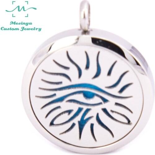 10pcs mesinya eye of horus (30mm) Aromatherapy / Essential Oils surgical S.Steel Diffuser pendant Locket Necklace