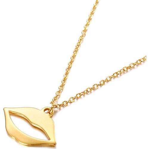 Fashion trend stainless steel jewelry fashion creative personality lip pattern necklace