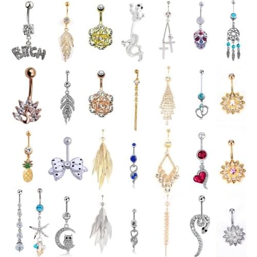 1Pcs Fashion Women Girl Drop Body Piercing Dangle Navel Belly Button Bar Barbell Rings Jewelry