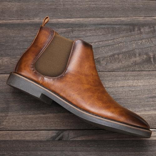 Mens Leather boots size 40-46 chelsea boots top quality Men‘s Ankle boots WOOTTEN Brand handmadeShoes for men#KD5236C3