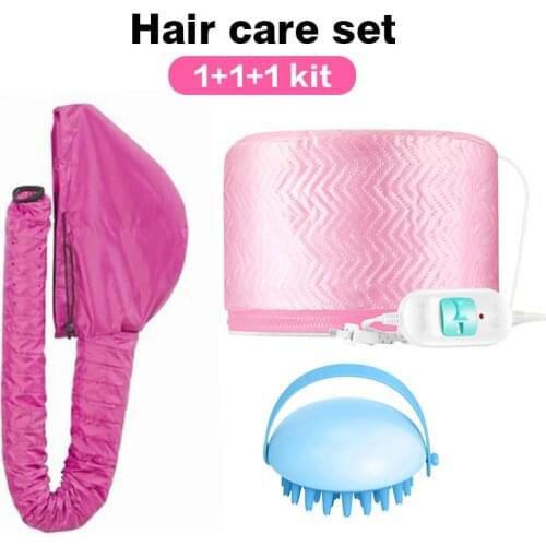Hair care set hair steamer bonnet chauffant soin capillaire+hair dryer cap +Silicone Head Body Scalp Massage Brush Comb beauty