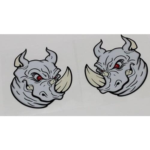 1pair Car Styling Decals Motorcycle Auto Body Rear Windshield Sticker Reflective for Angry Rhino