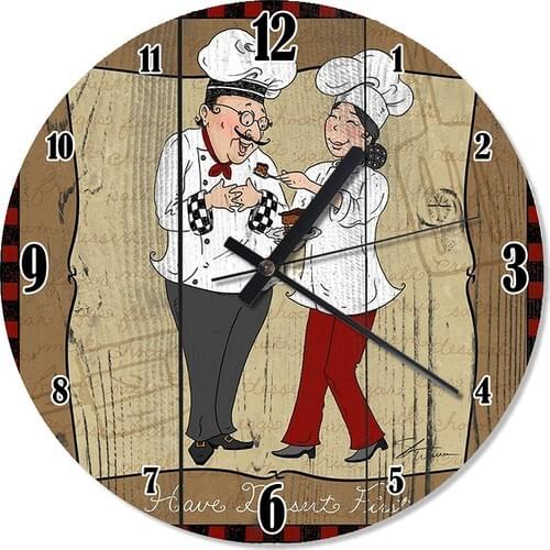 Tablomega Chef Cooks Kitchen Akarlı Wall Clock 30X30 Cm
