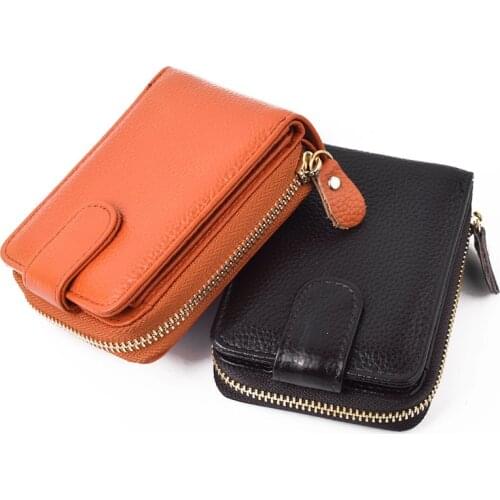 Genuine Leather 2 in 1 Rfid Blocking Card Wallet And Driver License Pocket Case High Capacity Credit Card Holder