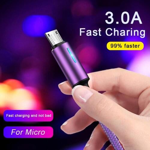 1.2M 3A Nylon Phone Cable for Type-c Micro Fast Charge Wire USB Data Cable for Samsung Xiaomi Huawei Mobile Phone Charging Cord