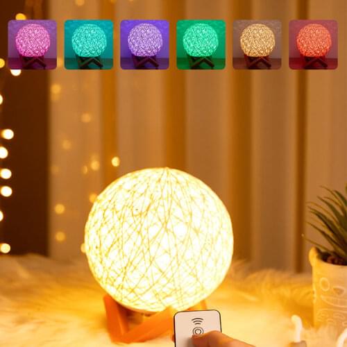Night lamp creative desk lamp bedside lamp maiden dream romantic sleep moon rattan lamp home decore christmas decorations