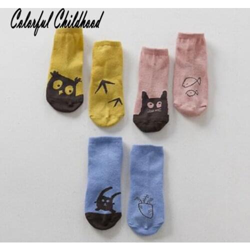 Novelty baby boy/girls socks cartoon owl/bunny design Asymmetry ankle socks cotton breathable children floor socks