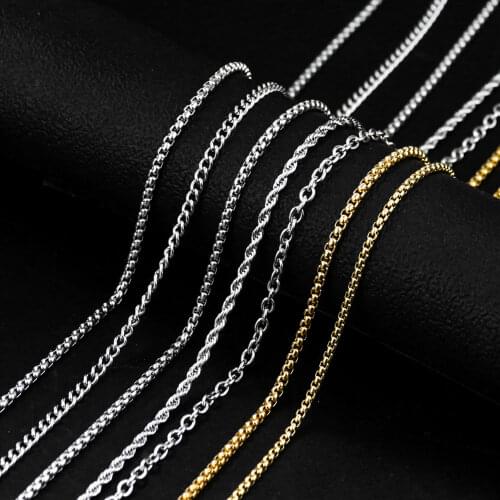 316 Stainless Steel Necklace Popcorn Chain Hip-hop Rope Cross O Figaro Cuban Chain Man Woman Necklace Choker Jewelry Gift