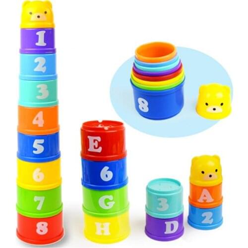 Toddler Toys Stack & Nest Plastic Cups Rainbow Stacking Tower Figures Letters Educational Early Intelligence Kid Toy Gifts Hot