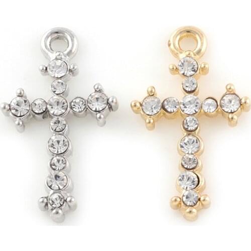 10pcs/lot Cross Rhinestone Dangle Handmade Charms Pendant DIY for Bracelet Necklace Bag