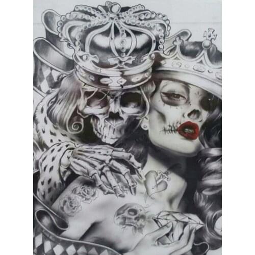 Full square round diamond embroidery Crown Skull Couples,5d diy diamond painting lover,mosaic puzzle 3d rhineston arts,EE1720