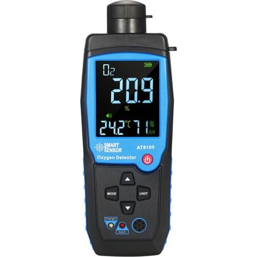 Handheld Digital Oxygen Detector USB Rechargeable O2 Sensor Tester Monitor LCD Display Adjustable Alarm Power Off Oxygen Meter