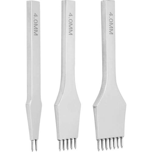4mm 5mm 2/5/7 Teeth Leather Prong Round Hole Punch Row Chisel Steel Punching Stitching Craft DIY Tool