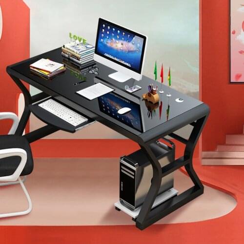 Simple desktop computer desk family bedroom game electronic competition desk study desk toughened glass computer desk economy