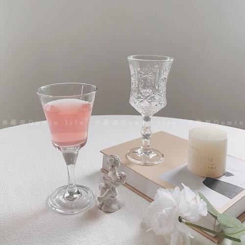 Transparent Wine Glass Vintage Goblet Champagne Glasses Cocktail Carved Cup Martini Kieliszki Do Wina Bar Container ED50JB