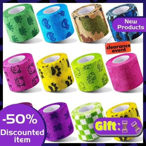 Various Color Elastic Cartoon Self-Adhesive Bandage Breathable Rubber Band Sports Bandage Pet Bandage Injured Bandage 2021 New
