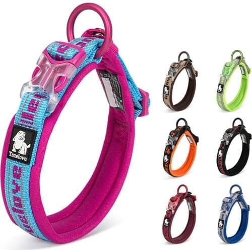 Truelove Adjustable Dog Collars Reflective Nylon Traning Pet Collar for Outdoor Running Dog Collar Small Medium Large Puppy