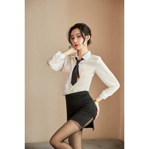 Sexy Secretary Uniform OL Coverall Tulle Shirt Sex Skirt Erotic Costume Cosplay Sexy Teacher Couple Sex Play Outfit Sexy Uniform