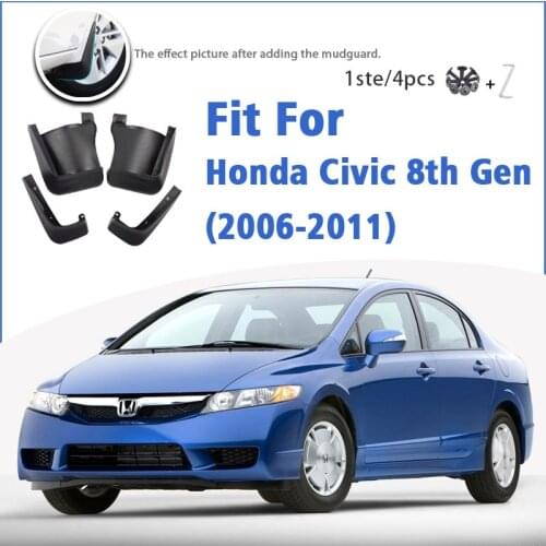 Mudguard For Honda Civic 8th Gen 2006-2011 Front Rear 4pcs Mudflaps Mudguards Car Accessories Auto Styline Splash Guard Fender