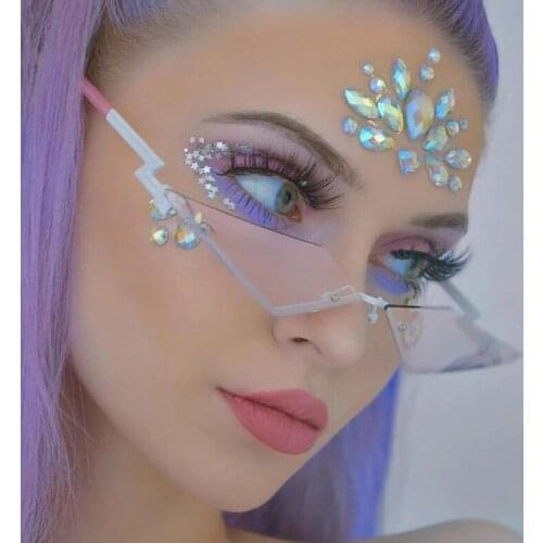 New Fashion Rimless Sunglasses Women 2020 Luxulry Brand Cat Eye Frameless Alloy Eyeglasses for Female UV400 Shades Oculos De Sol