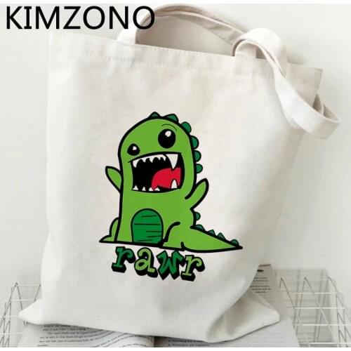 Dinosaur shopping bag bolsa recycle bag cotton canvas shopper reusable bag jute cloth sac toile