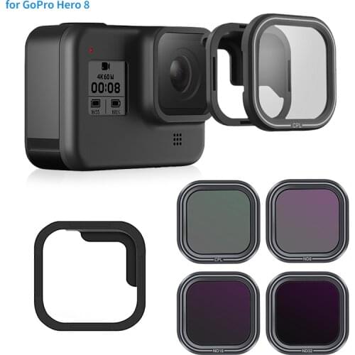 TELESIN 4Pack ND8 ND16 ND32 CPL Magnetic Filter Set Lens Protector ND CPL Filter for Gopro Hero 8 Action Camera Lens Accessoreis