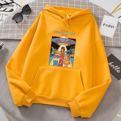 Alien Abduction Club Hoodie Women/men Fashion Cartoon Autumn Long Sleeve Sweatshirt Horror Psychedelic Female/male Pullovers