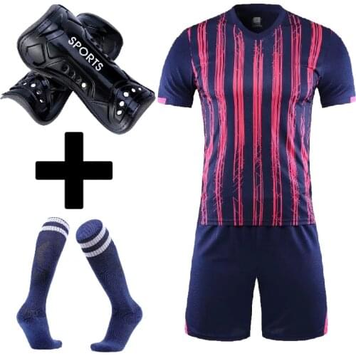 Men Soccer Jerseys Football Training Suit Costume survetement Adults Kids Plain Soccer Jersey Uniform with socks and shin guard