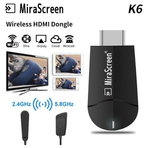 TV Stick K6 Dongle 5G/2.4G MiraScreen 4K Wireless WiFi Display Receiver 1080P HD TV Stick Miracast Airplay Mirroring DLNA