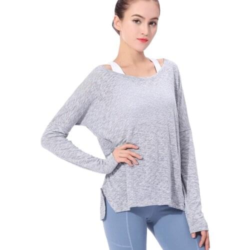 Spring and Summer Long Sports Yoga Clothes Running Fitness Women 's Long-Sleeved Loose Breathable Quick-Drying Long Shirt Women