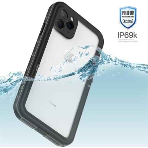 Waterproof Phone Cases for iPhone 11 Pro Max XS Max XR Clear Back Cover Screen Protector Shockproof Silicone Phone Cover Shell