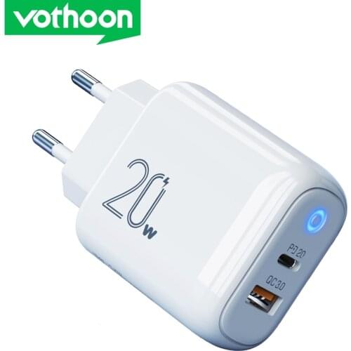 Vothoon 20W Quick Charge 3.0 USB Type C QC PD USB Charger Portable Fast Charger For iPhone 12 Mini XS 8 Samsung Type C Charger