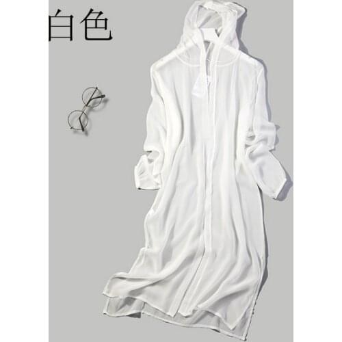 Womens 100% Silk Multi Colors Long Thin Coat hoodie Top Cardigan Blouse Summer Beach Cover Up one size JN169