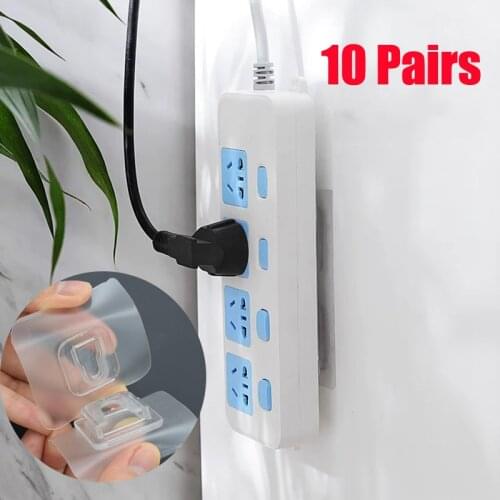10 pairs Double-Sided Adhesive Wall Hooksr Cable Storage Plug Fixing Organize Transparent Suction Cup Sucker