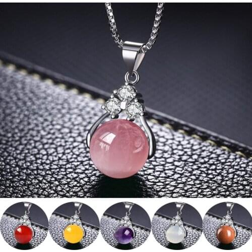 13mm Natural Crystal Jade Beads Pendant 925 Silver Agate Necklace Chinese Jadeite Amulet Charm Jewelry Gifts for Women Her