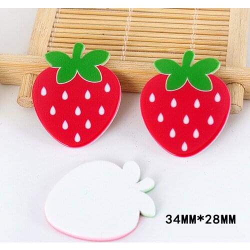 50pcs/lot Cartoon Fresh Fruit Resina Red Strawberry Resin Flatback DIY Planar Resin Craft for Home Decoration Accessories DL-543