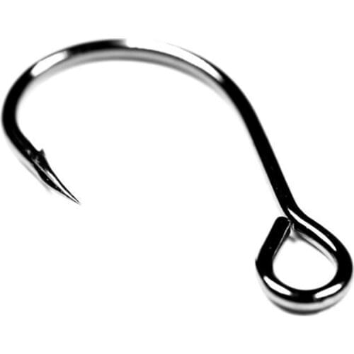 50pcs/bag #8-#3/0 High Carbon Steel Inline Single Hook Large Eye Fishing Replacement Hook Fishing Spoon Spinner Accessories