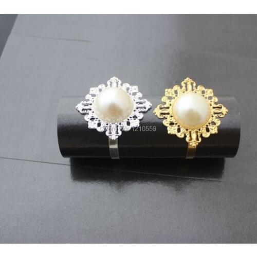 50 Pieces Silver Diamond Napkin Ring Serviette Holder Wedding Hotel Banquet Dinner Decor Favor