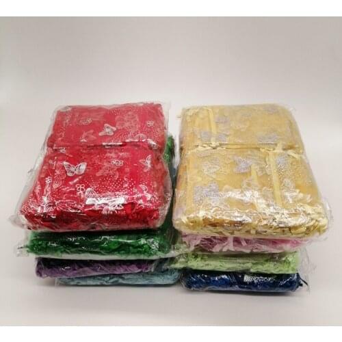500Pcs 7x9 9x12 11x16 13x18 Butterfly Organza Bags Butterfly Draw String Gift Bag for Jewelry Packing Bag Storage Display Pouch