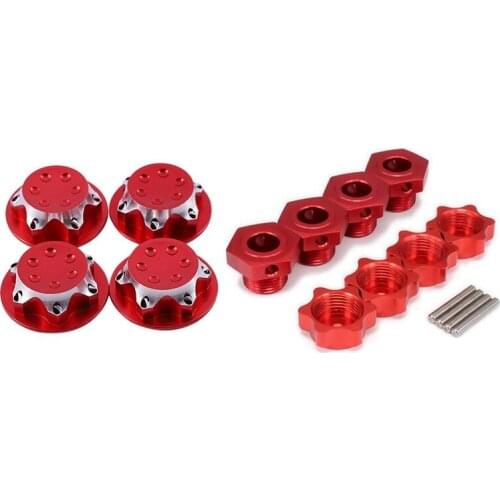 4 Pcs Aluminum Wheel Hub Cover & 4 Pcs for HSP 1/8 Spare Parts Tires Adapter Wheel Nut