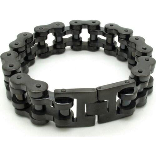 Supernova Sale 18mm Width Mens Cool Black Motorcycle Chain Bracelet Bike Jewelry 316L Stainless Steel Free Shipping