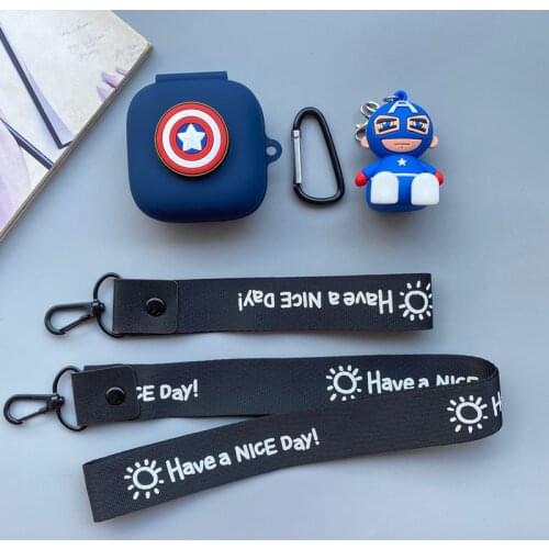 Marvel Earphone Case For OPPO ENCO W51 Cartoon Soft Silicone Wireless Bluetooth Headphone Case Cover Charger Box With Straps