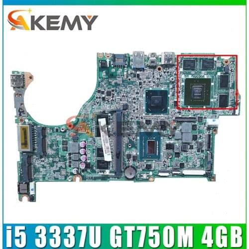 DA0ZQKMB8E0 For ACER V5-572 G V5-472 G Laptop motherboard CPU i5 3337U GPU GT750M 4GB RAM 4GB Test OK Mainboard