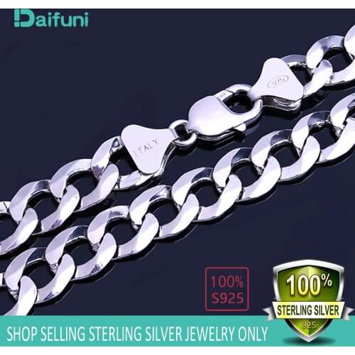 Daifuni 2021 100% Real S925 Sterling Silver Men jewelry 8MM Width Mens Necklace Gift Curb Necklace Man and woman jewelry