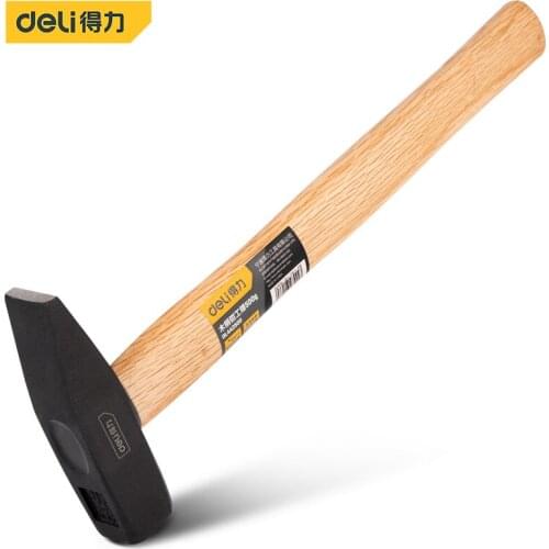 Deli 500g High Quality Durable Construction Metalworking Household Machinist Hammer Wooden Handle Hammer Repair Hand Wood Tools