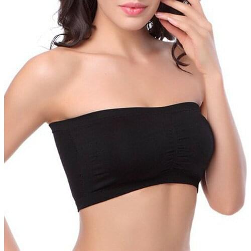 Double Layers Strapless Breathable Bra Bandeau Tube Removable Padded Top Stretchy Plus Size Bras
