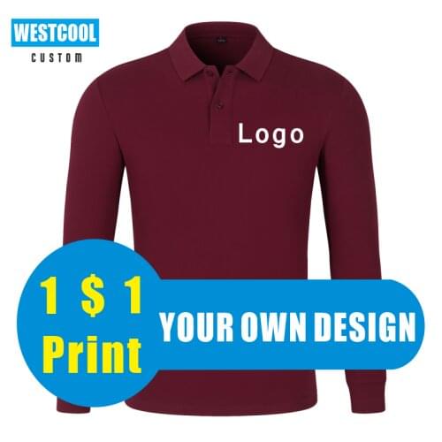 5 Colors Cotton Long Sleeve Polo Plus Velvet Custom Polo Shirt Logo Embroidery Tags High Quality Tops Printed Logo WESTCOOL