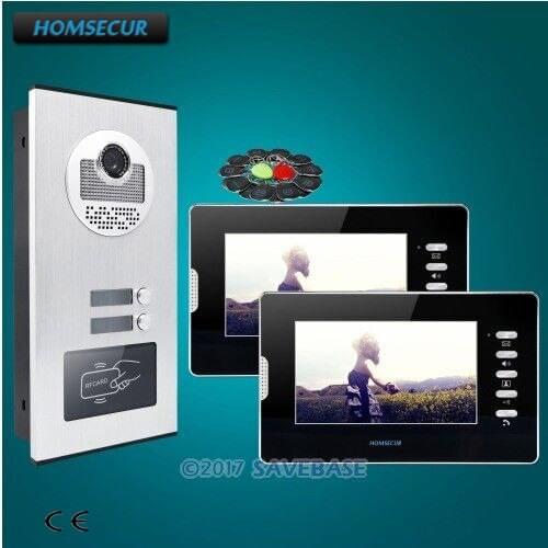 HOMSECUR 7" Apartment Video Door Entry Intercom Kit with 2pcs Monitors for Secure Home