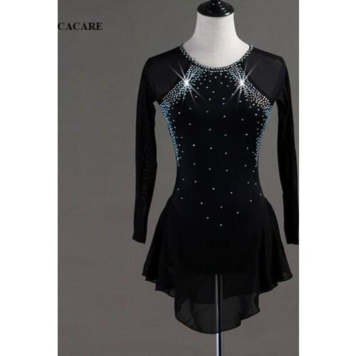 Customized Figure Skating Dress Latin Dance Dress Women Latina Salsa Standard Dance Dresses Dance Leotard D0590 Rhinestones