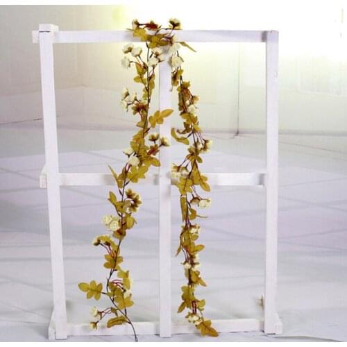 Artificial Roses Flowers Rattan String Vine Fake Plastic Flower Garland With Green Leaves For Wedding Home Party Deoration